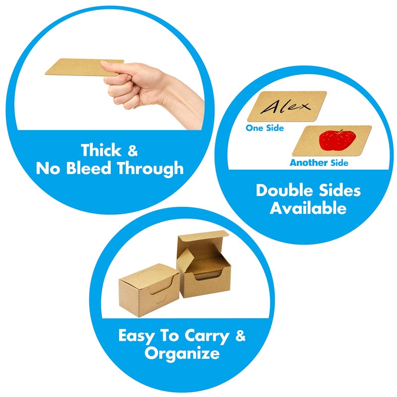 Vantasii 250 PCs Original Wood Color Blank Kraft Paper Round Corner Flash Word Message Gift DIY Index Card (3.5â€ X 2.1â€) - Image 5